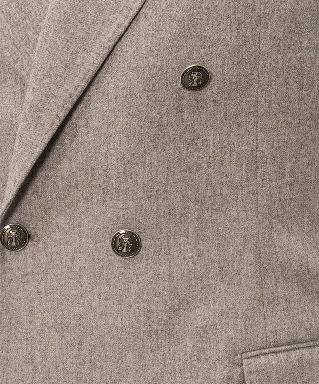 Brunello Cucinelli Серый двубортный пиджак из шерсти M038P8BPC2 изображение 5