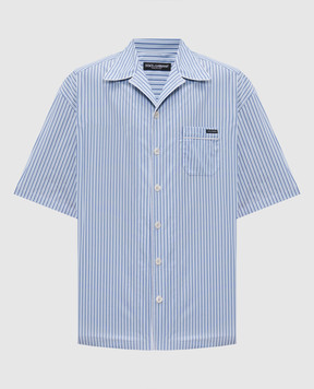 Dolce&Gabbana Блакитна сорочка в смужку з короткими рукавами G5OL6TFR513