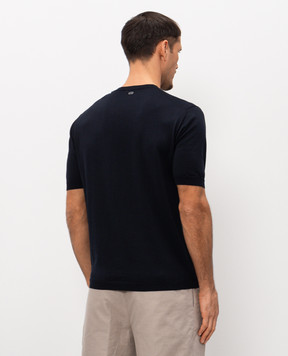 Agnona Синяя футболка с шелком KT11U150Q1812