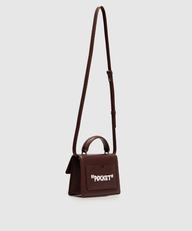 Off-White Бордовая кожаная сумка Jitney Baby OWWNP13F26LT01 изображение 3