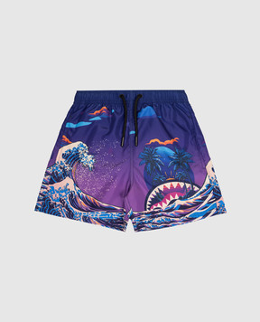 Sprayground Дитячі фіолетові шорти для плавання в принт SPY1307PRPL
