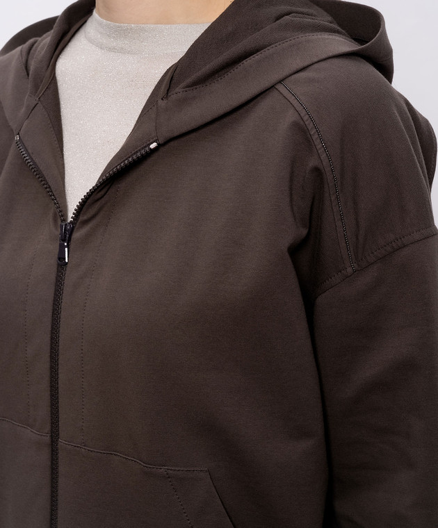 Brunello Cucinelli Коричнева спортивна куртка з ланцюжком моніль MH827FB706 зображення 5