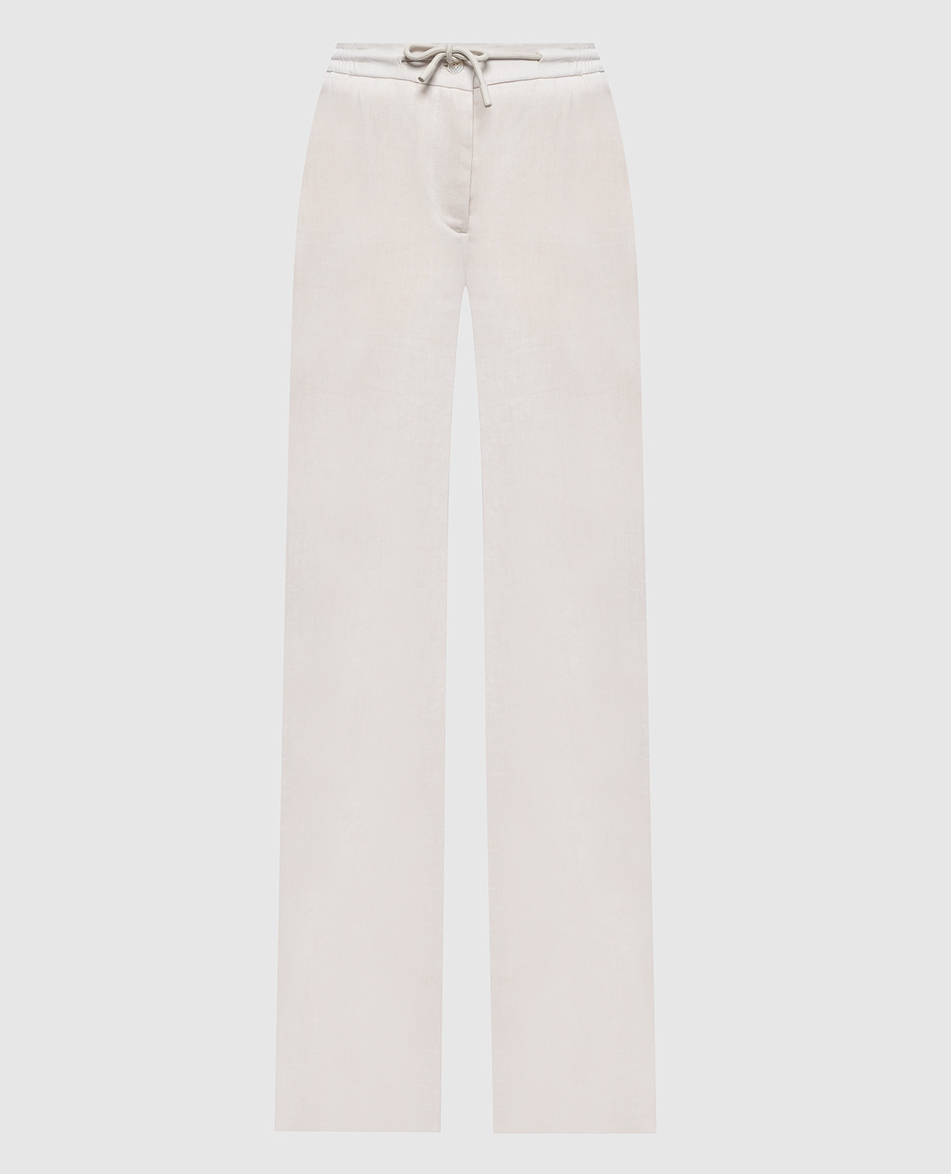 

Бежевые брюки Fency из льна и шерсти, Бежевый, Широкие брюки