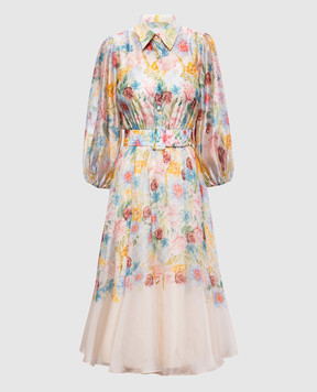 Nissa Бежевое платье-рубашка с цветочным принтом RC16282