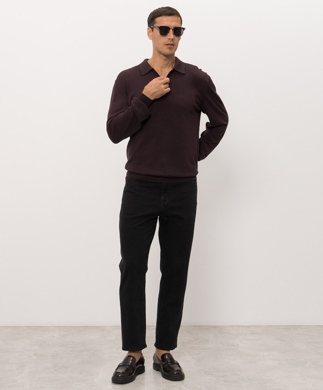 Bertolo Cashmere Фиолетовое поло из шелка и шерсти с молнией 90263600258758 изображение 2