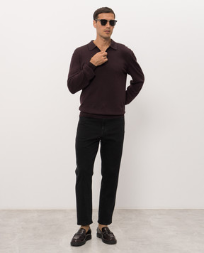 Bertolo Cashmere Фиолетовое поло из шелка и шерсти с молнией 90263600258758