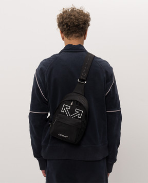 Off-White Черная сумка слинг с принтом эмблемы OWMNQ12F26FB01