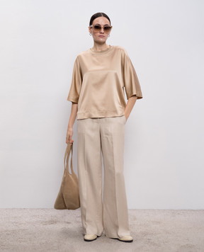 Peserico Бежевая блуза из шелка с цепочкой мониль A068712372E