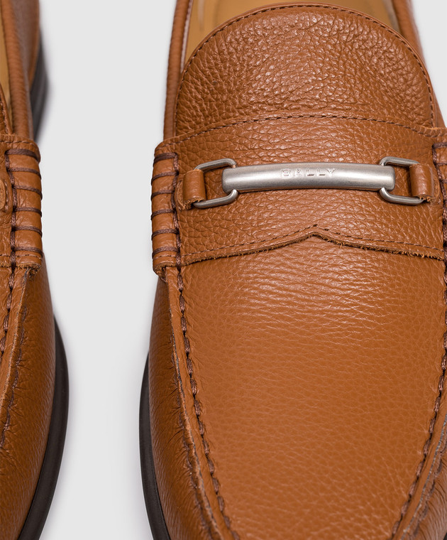 Bally Коричневые кожаные лоферы Drift MSF0LOVT824 изображение 5