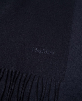 Max Mara Синий палантин BACIО из кашемира с бахромой BACI