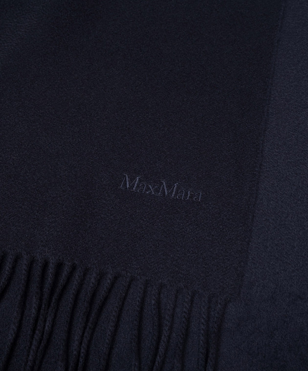 Max Mara Синий палантин BACIО из кашемира с бахромой BACI изображение 3
