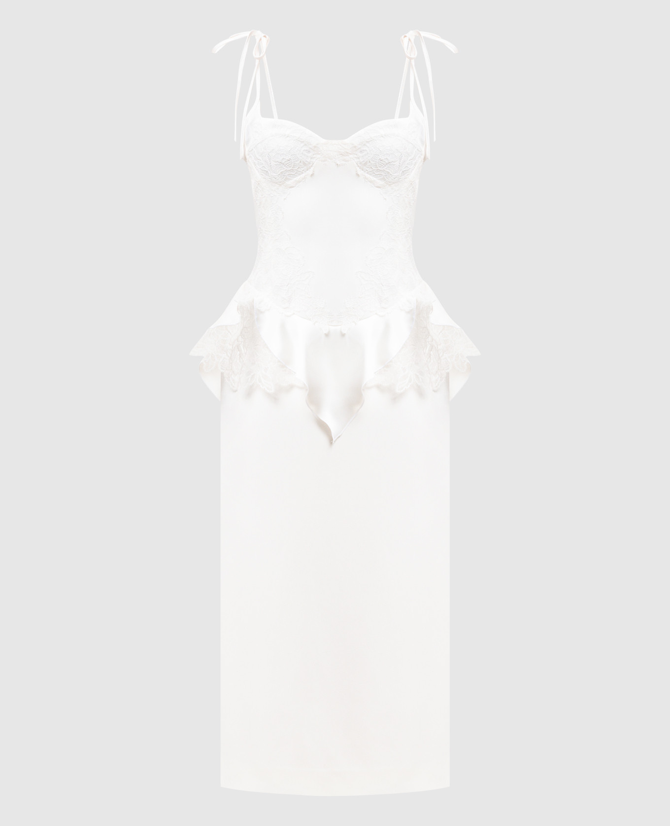 

Платье с баской цвета айвори, Бежевый, Коктейльные платья