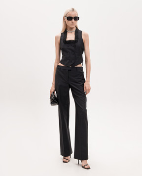 Alexander McQueen Темно-сині штани Bumster з вовною в смужку 869015QJAF4