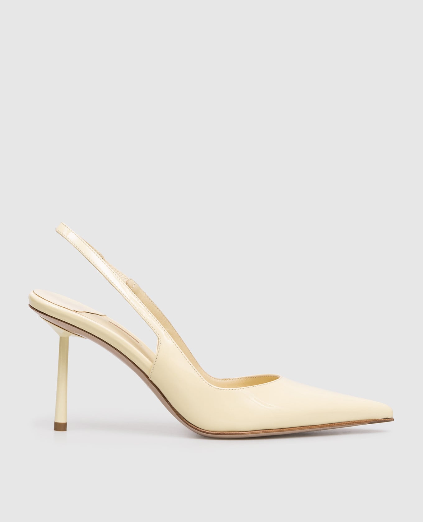 Желтые кожаные лакированные слингбеки BELLA