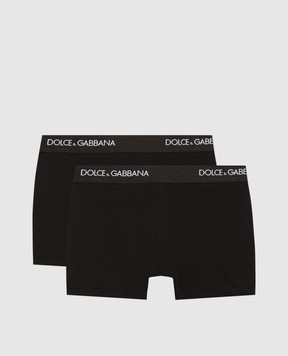 Dolce&Gabbana Детский набор черных трусов-боксеров с контрастным узором логотипом L4J701ON00G