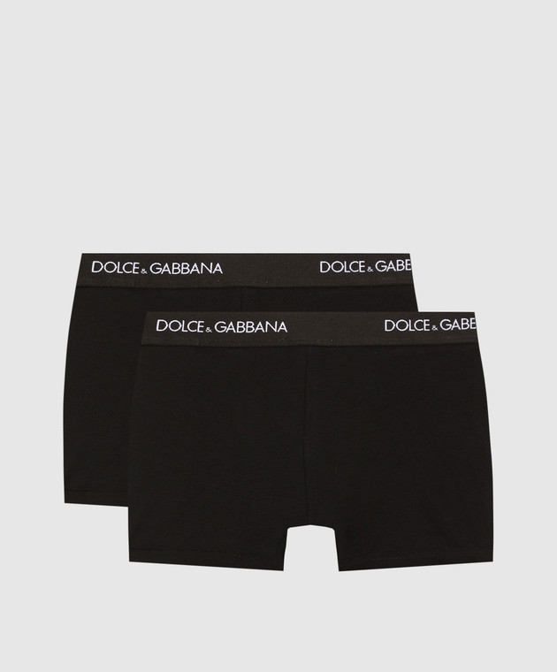 Dolce&Gabbana Детский набор черных трусов-боксеров с контрастным узором логотипом L4J701ON00G изображение 2