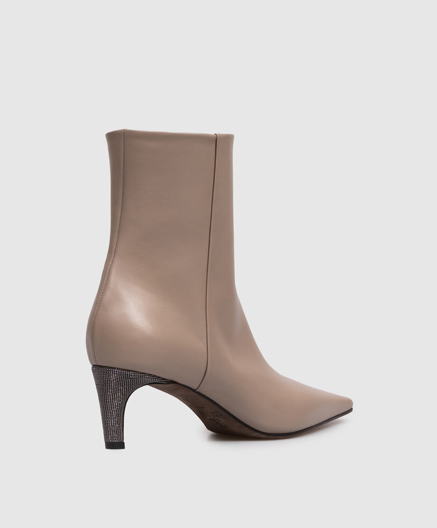 Brunello Cucinelli Бежеві шкіряні ботильйони з ланцюжком моніль MZSKC3356P зображення 3