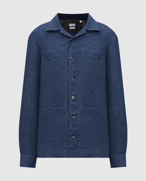 Brunello Cucinelli Синяя рубашка из льна MF6300648