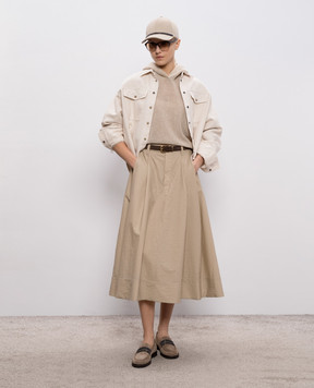 Brunello Cucinelli Бежевое ажурное худи из кашемира M12205109