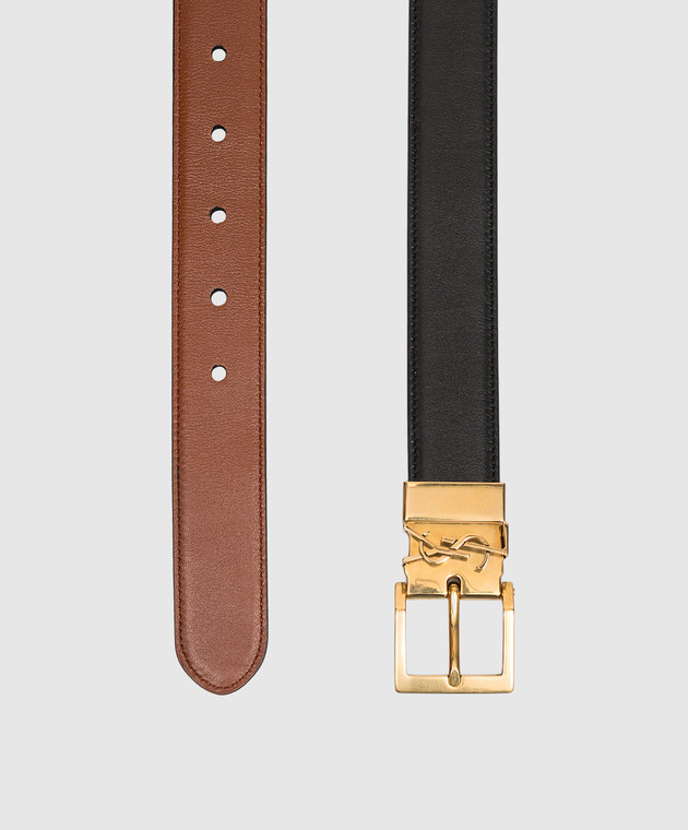 Saint Laurent Двосторонній шкіряний ремінь CASSANDRE VADIM A004Q8AAG5X зображення 4