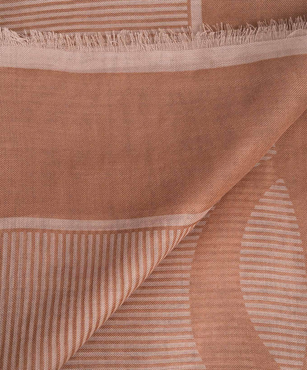 Saint Laurent Коричнева хустка з кашеміру та шовку у візерунок 8624403YR65 зображення 3