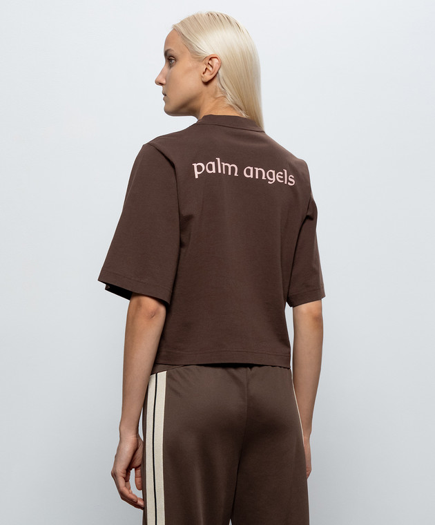 Palm Angels Коричневая футболка с вышивкой PAWAA003JR003 изображение 4