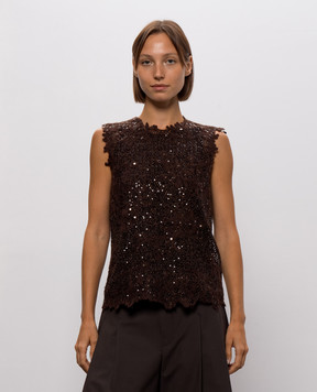 Brunello Cucinelli Коричневый топ с шерстью M0PIZVJ100