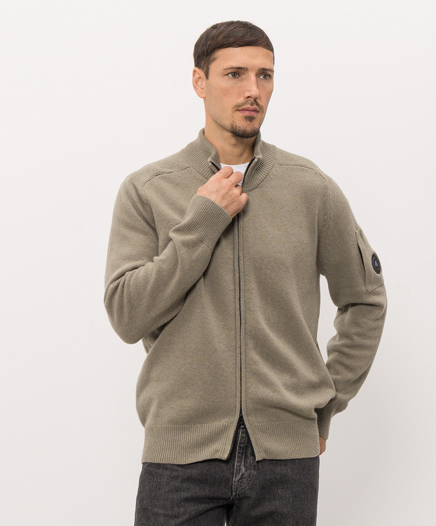 C.P. Company Кардиган с шерстью цвета хаки MKN088A110149A изображение 3