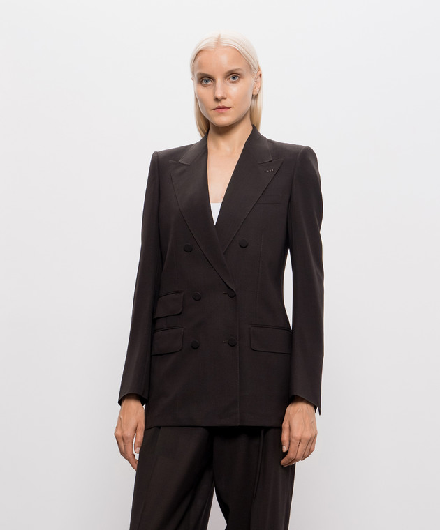 Tom Ford Коричневый двубортный жакет из шерсти GI3089FAX1804 изображение 3