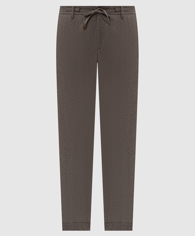 Canali Коричневые брюки из шерсти AR03472V91659
