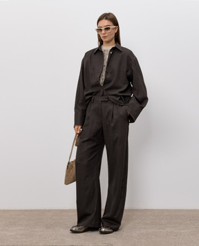 Brunello Cucinelli Коричневая рубашка из шерсти MP550M1M06