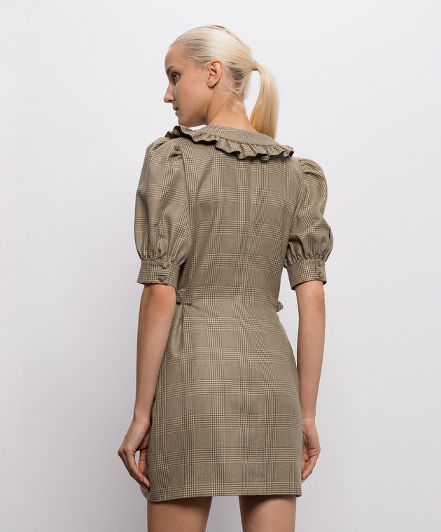 Alessandra Rich Платье мини Prince of Wales цвета хаки с шерстью FABX4390F4805 изображение 4