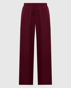 Casablanca Бордовые брюки из шелка в узор WSP26TR37201