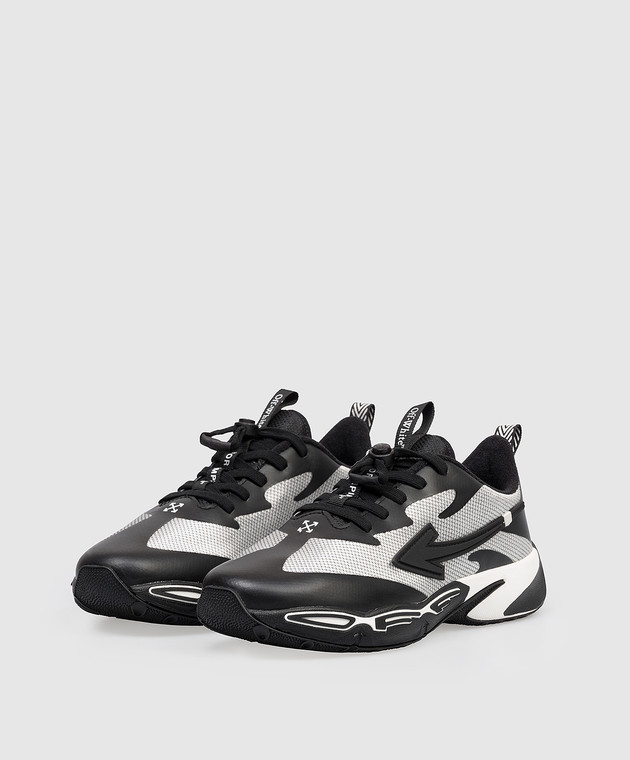Off-White Детские черные кроссовки For Jumping OBIA013C99FAB0012433 изображение 2