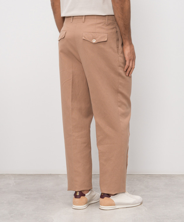 Brunello Cucinelli Бежевые брюки с льном MP44DS2440 изображение 4