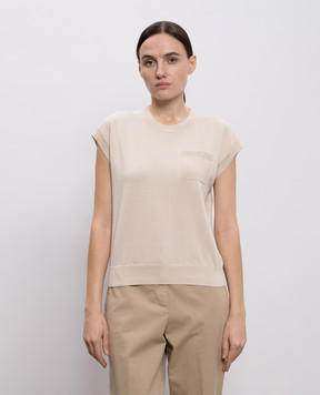 Peserico Бежевий топ з ланцюжком моніль A99064F129173I