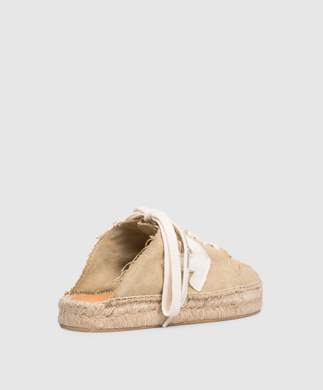 Off-White Бежевые кроссовки-мюли с нашивкой эмблемы OWIB019S26FAB001 изображение 3