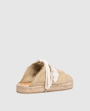 Off-White Бежевые кроссовки-мюли с нашивкой эмблемы OWIB019S26FAB001