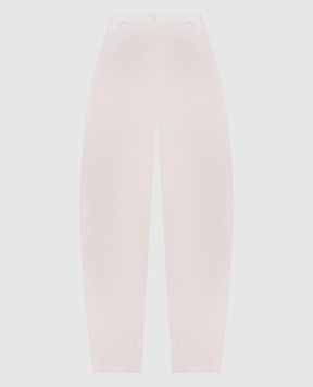 BOBOUTIC Брюки цвета айвори из шелка и льна 5025