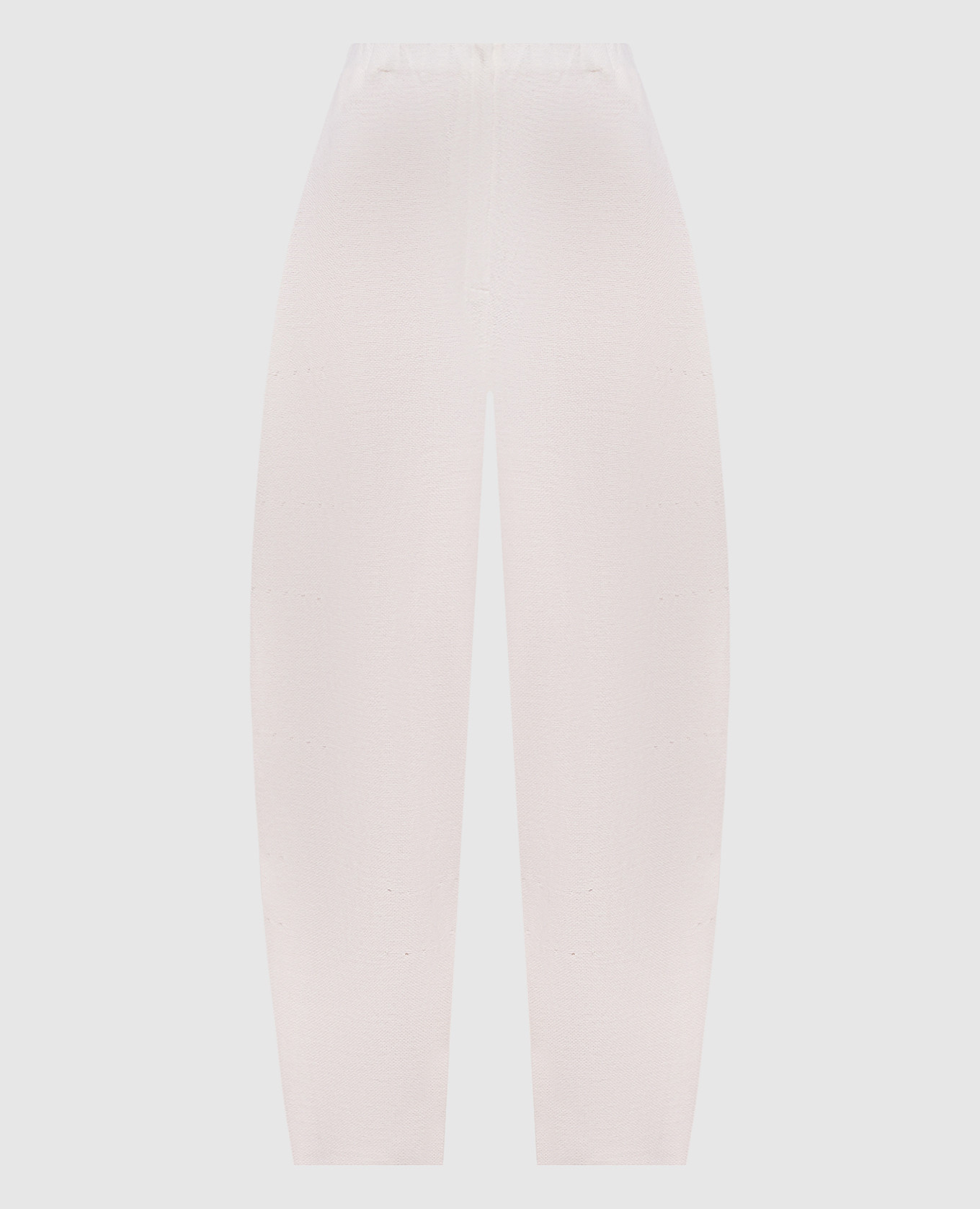 Штани кольору айворі із шовку та льону