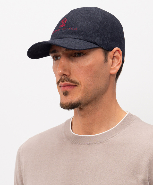 Brunello Cucinelli Синяя кепка из льна MH2489850 изображение 2