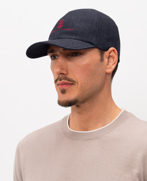 Brunello Cucinelli Синя кепка з льону MH2489850