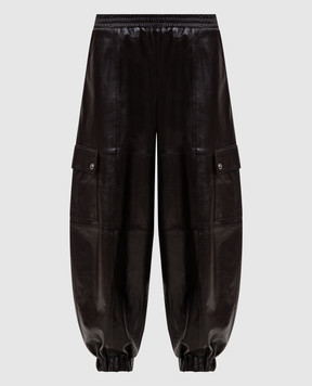 Max & Co Коричневі шкіряні штани джогери-карго MCOCANTORE