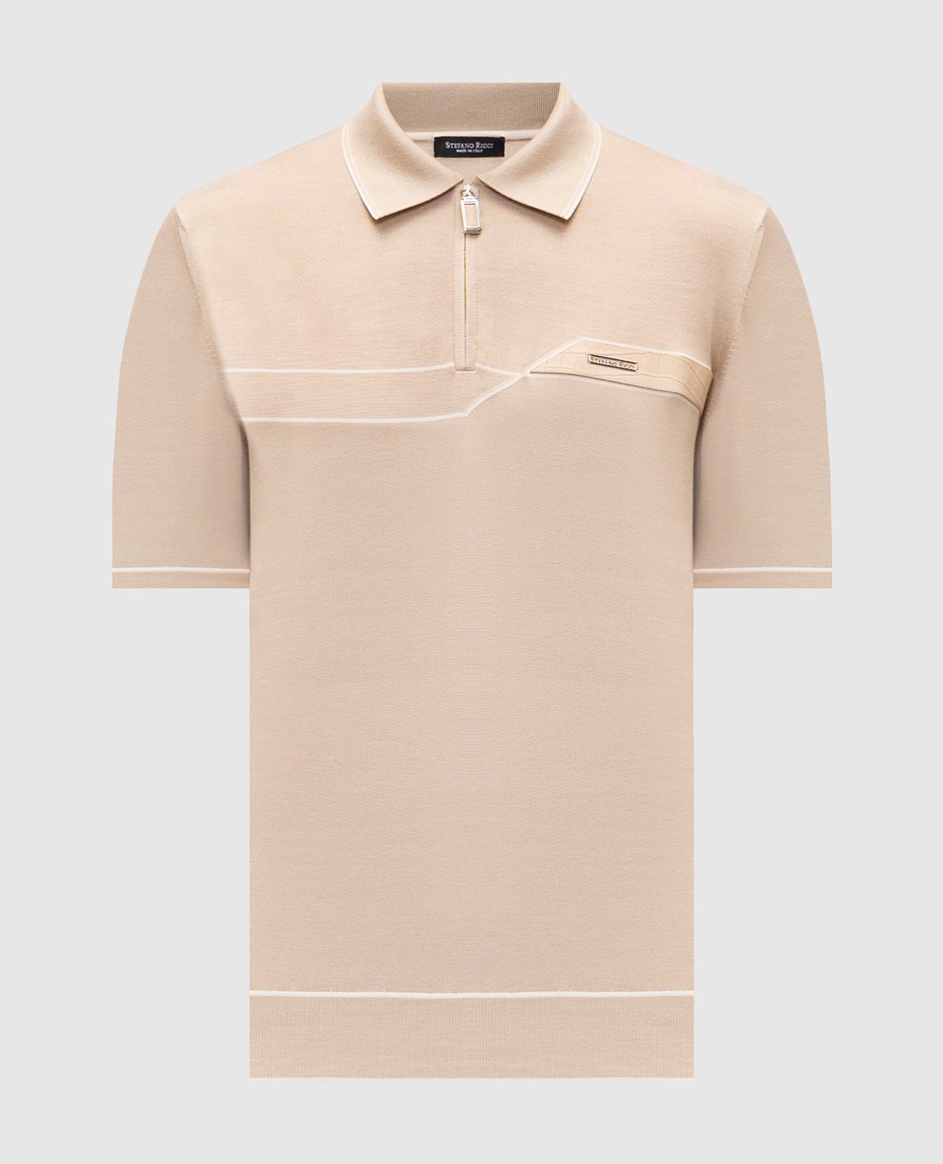 Бежевое поло из шелка с логотипом