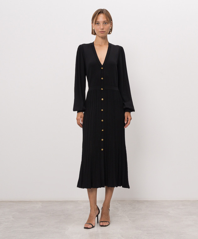 Twinset Черное платье миди с пластиной логотипа 262TP3082 изображение 2