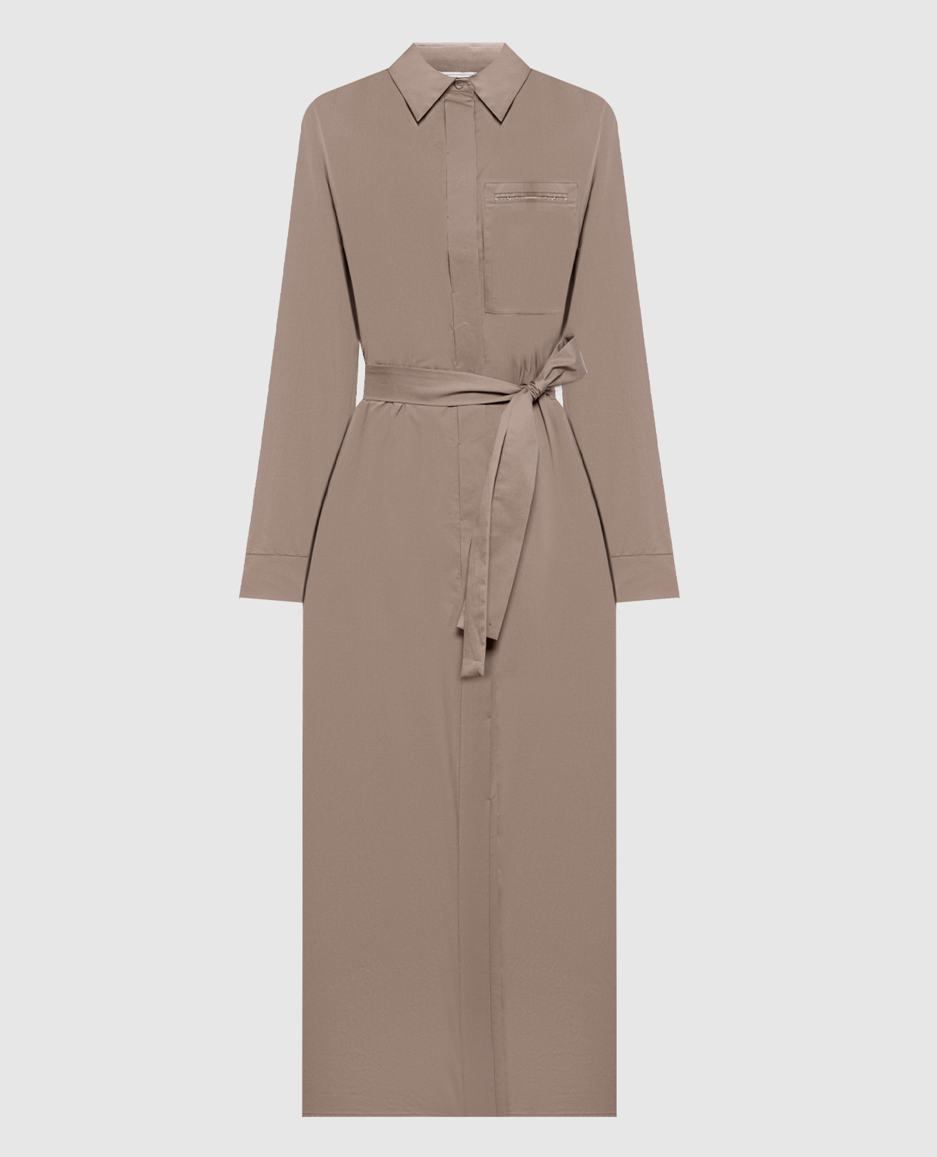 Платье-рубашка цвета хаки с цепочкой