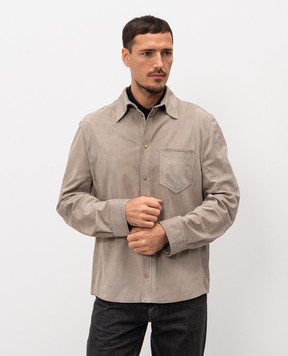 Brunello Cucinelli Бежевая замшевая рубашка MPCFN2039