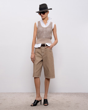 Brunello Cucinelli Бежеві джинсові бермуди з люрексом ML109P4072
