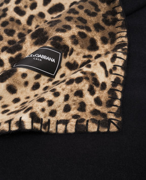 Dolce&Gabbana Коричневый плед из шерсти и шелка в леопардовый принт TCE013TCAB6