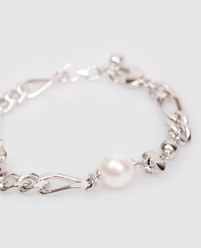 Alexander McQueen Серебристый браслет-цепочка с черепами 836792J16PA